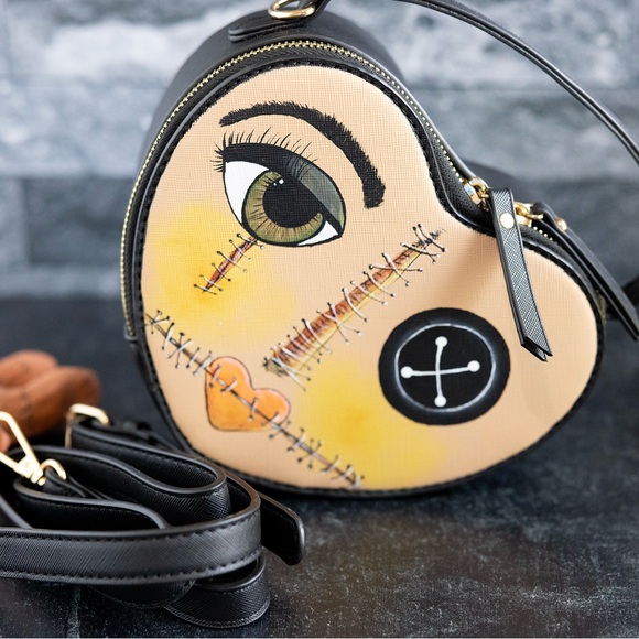 Original Hand Painted Voodoo Doll Purse with Crossbody Strap - Picture 2 of 4